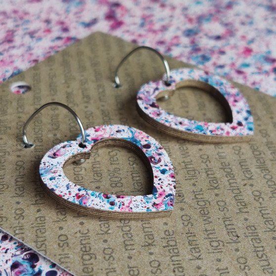 Mini Recycled Paper Earrings - Cream, Pink & Blue Speckle