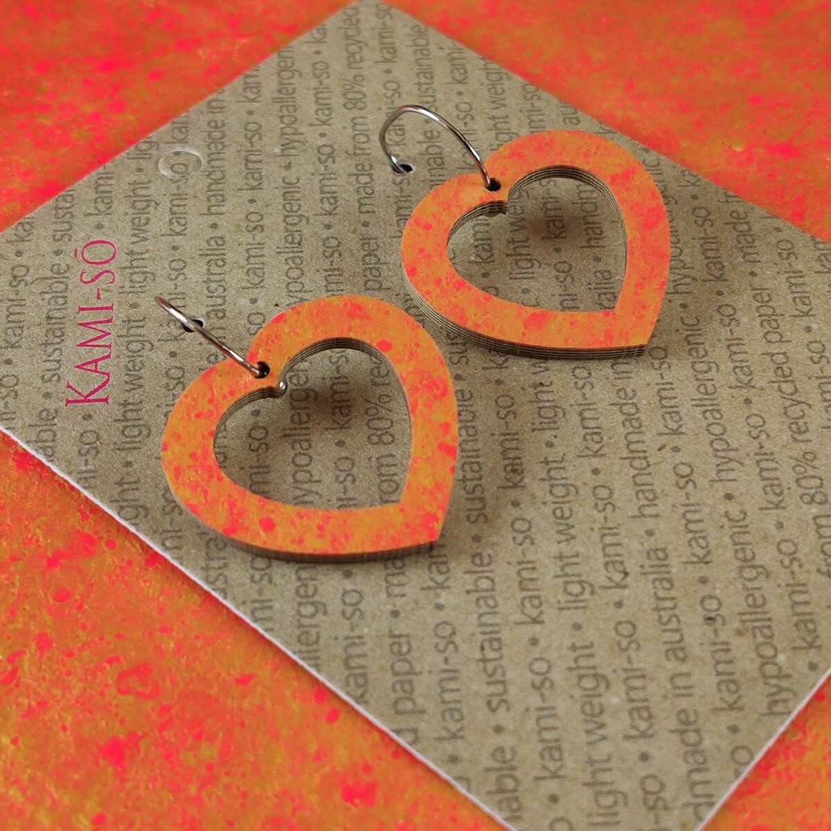 Mini Recycled Paper Earrings - Orange & Gold