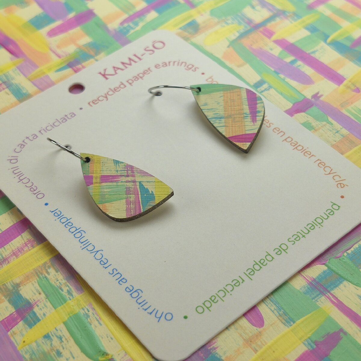 Mini Recycled Paper Earrings - Pastel Multicolour