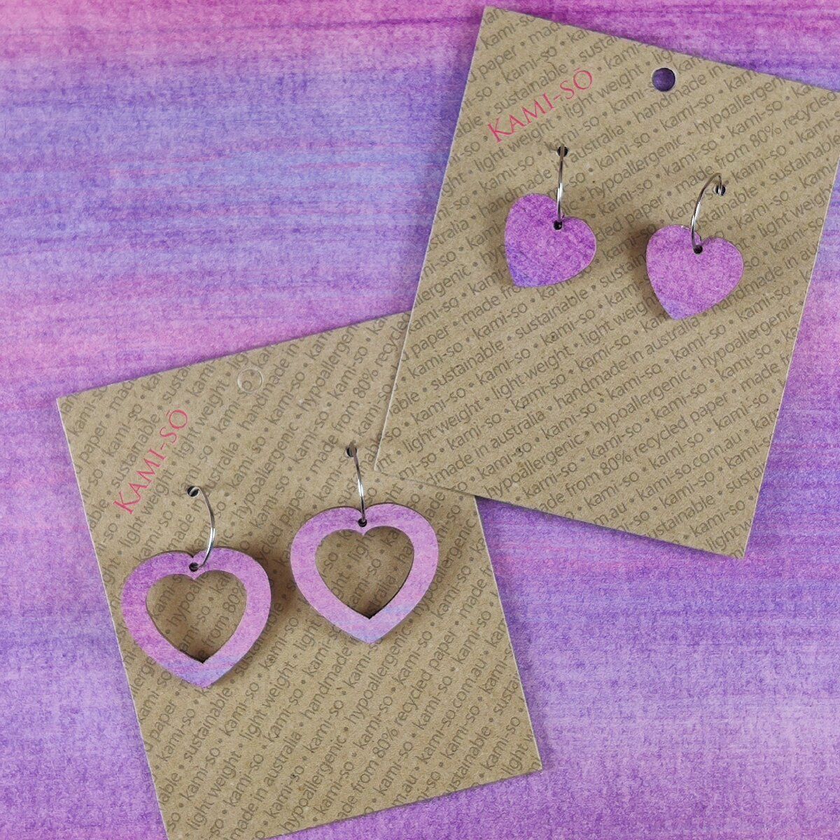 Mini Recycled Paper Earrings - Purple & Lavender