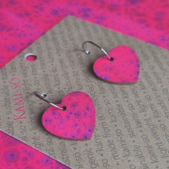 Mini Recycled Paper Earrings - Hot Pink Speckle