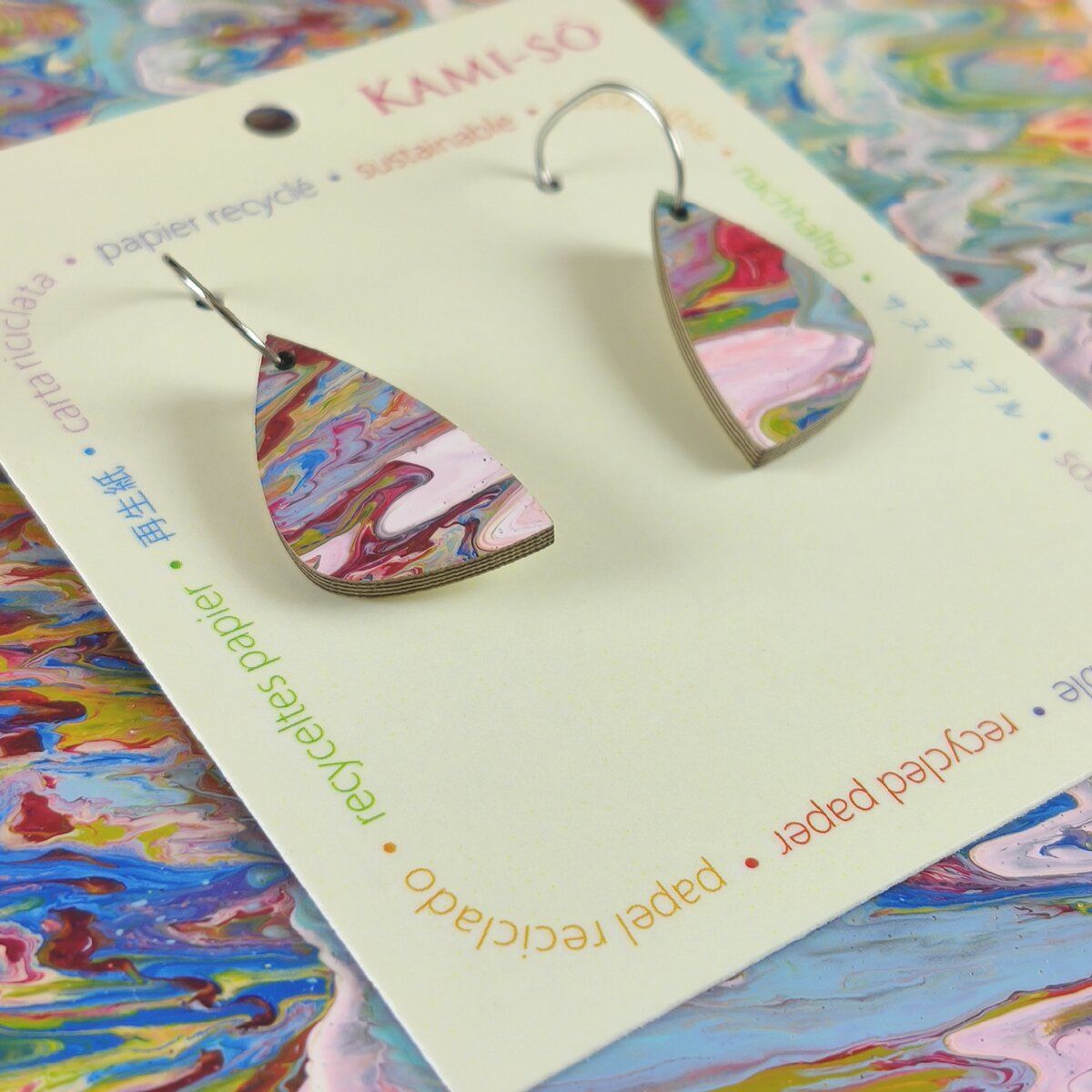 Mini Recycled Paper Earrings - Multicolour Drizzle