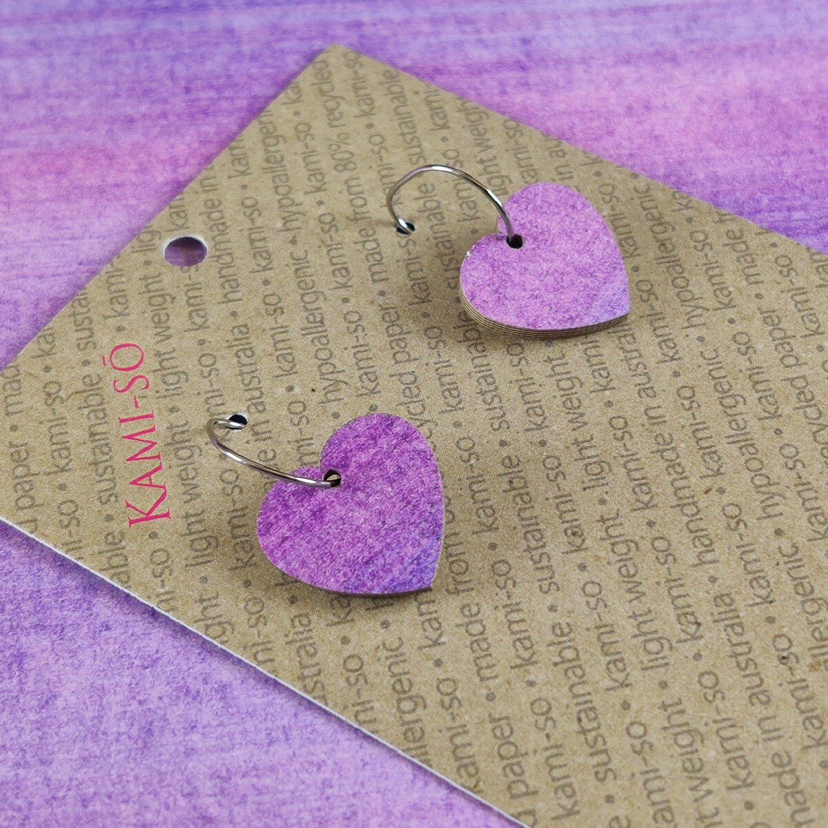 Mini Recycled Paper Earrings - Purple & Lavender