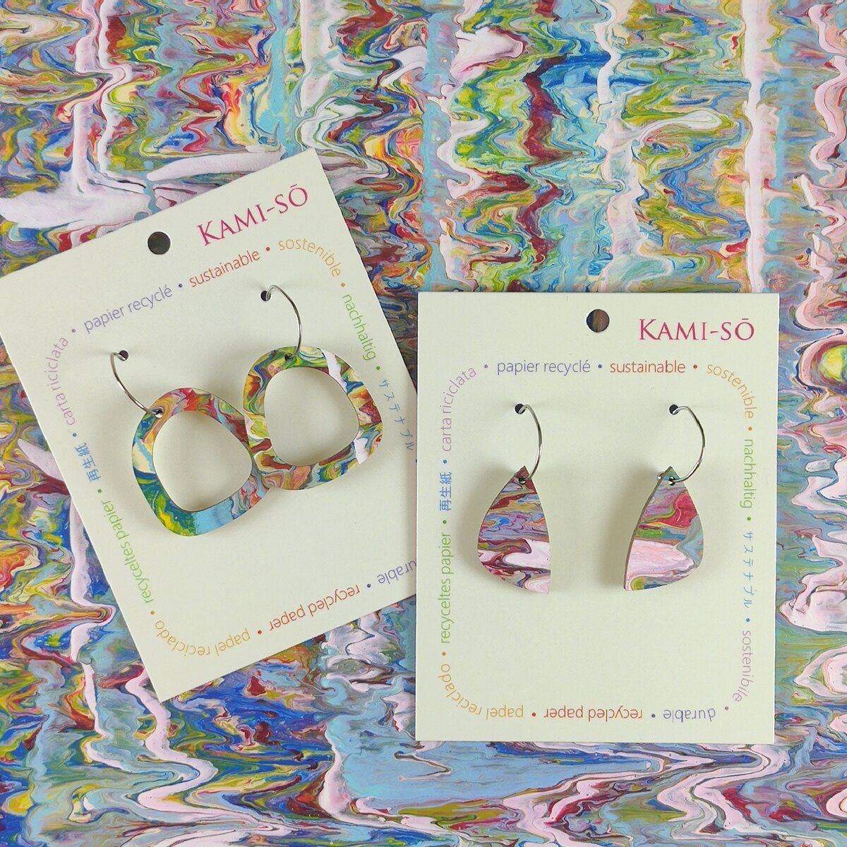 Mini Recycled Paper Earrings - Multicolour Drizzle