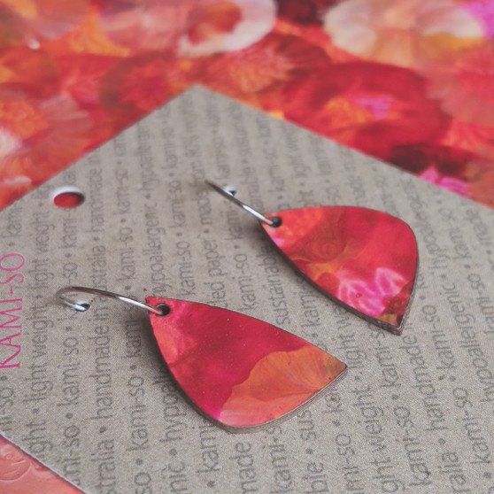 Mini Recycled Paper Earrings - Autumn Colours