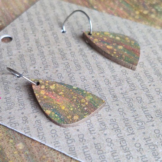 Mini Recycled Paper Earrings - Dark Gold Speckle