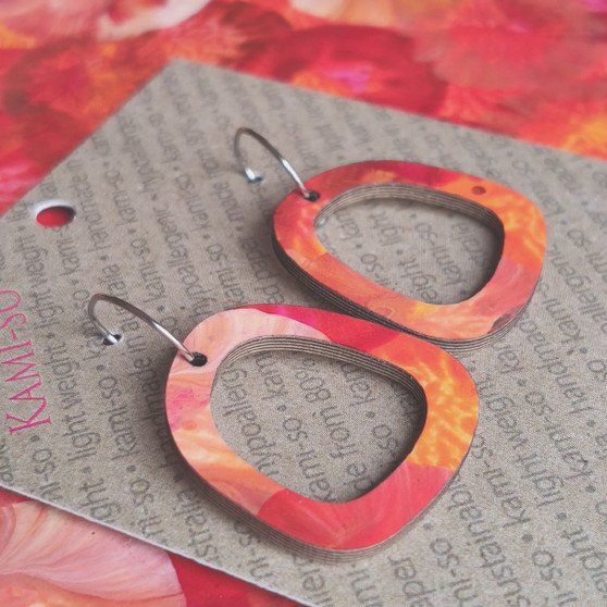 Mini Recycled Paper Earrings - Autumn Colours