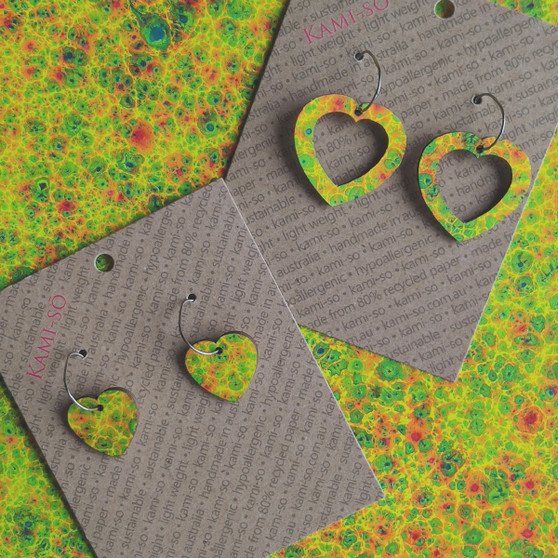 Mini Recycled Paper Earrings - Bright Lime Speckle