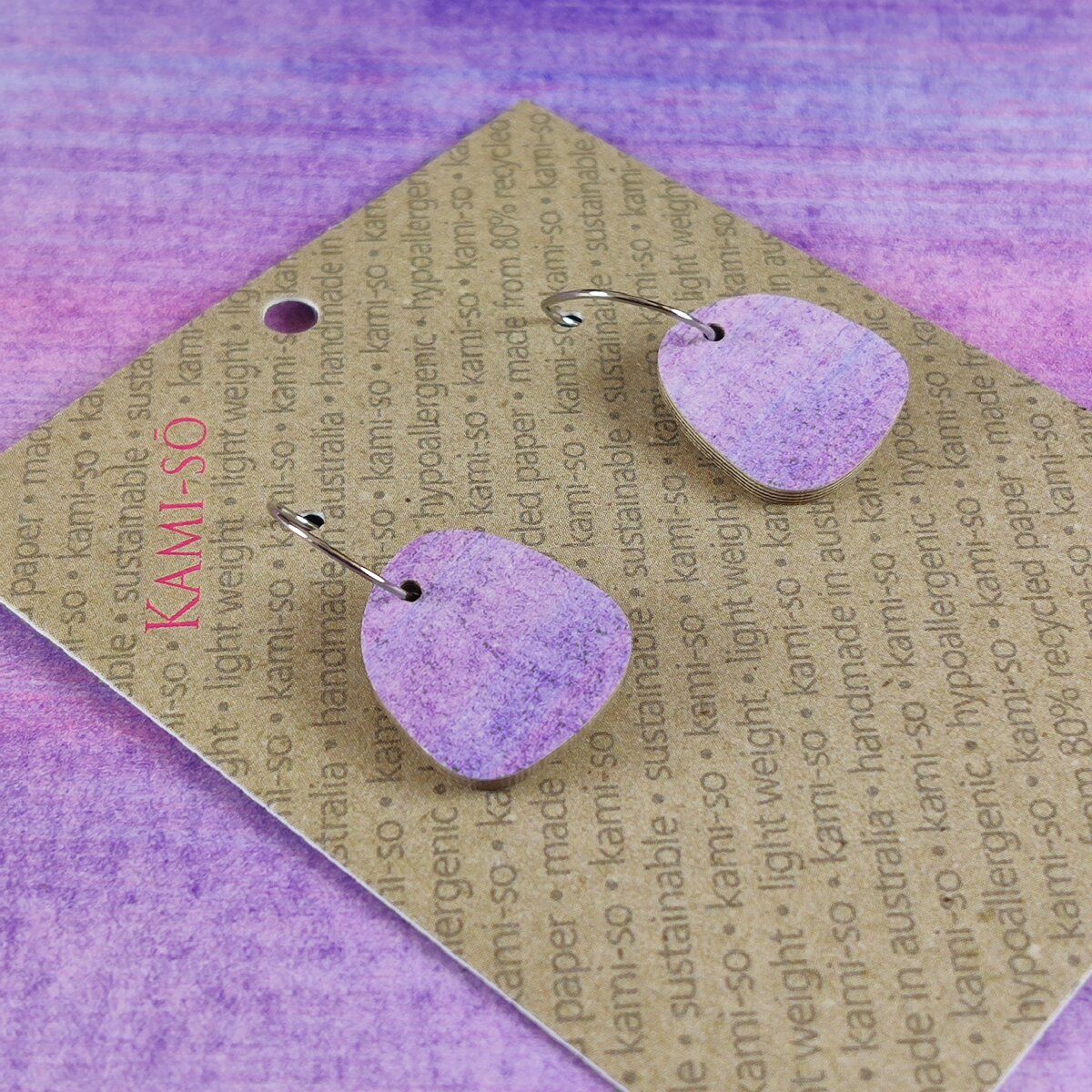 Mini Recycled Paper Earrings - Purple & Lavender