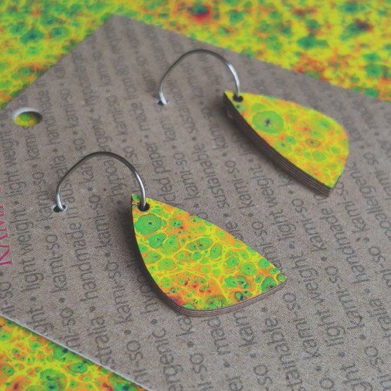 Mini Recycled Paper Earrings - Bright Lime Speckle