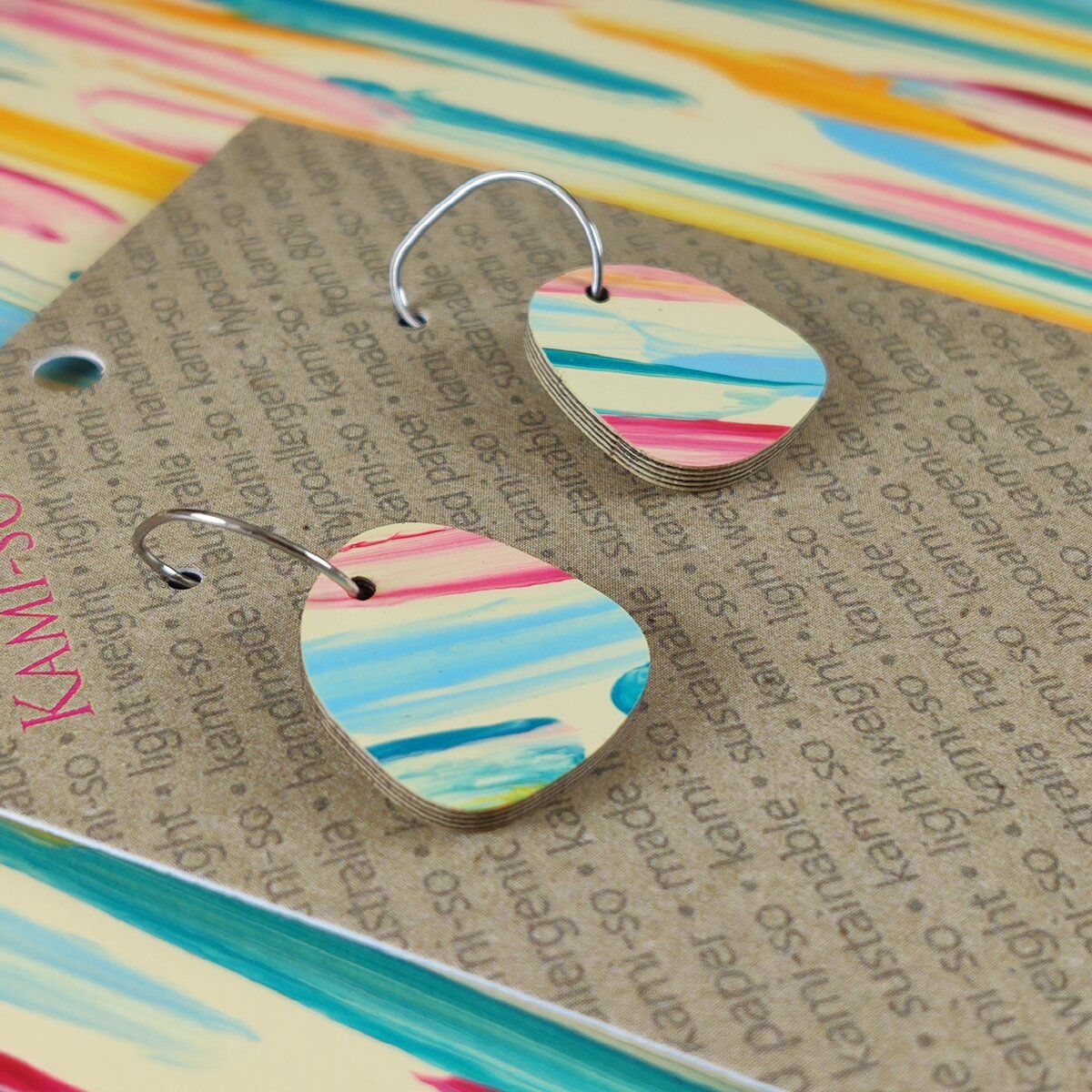 Mini Recycled Paper Earrings - Multicolour Swipe