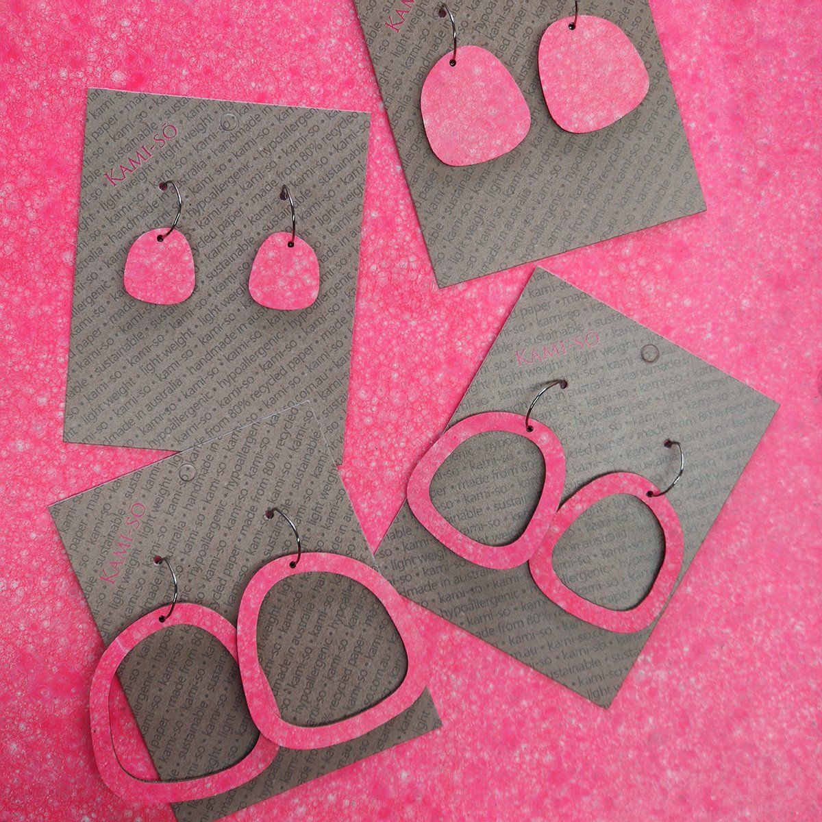 Square Recycled Paper Earrings - Pink Speckle
