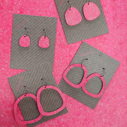 Square Recycled Paper Earrings - Pink Speckle