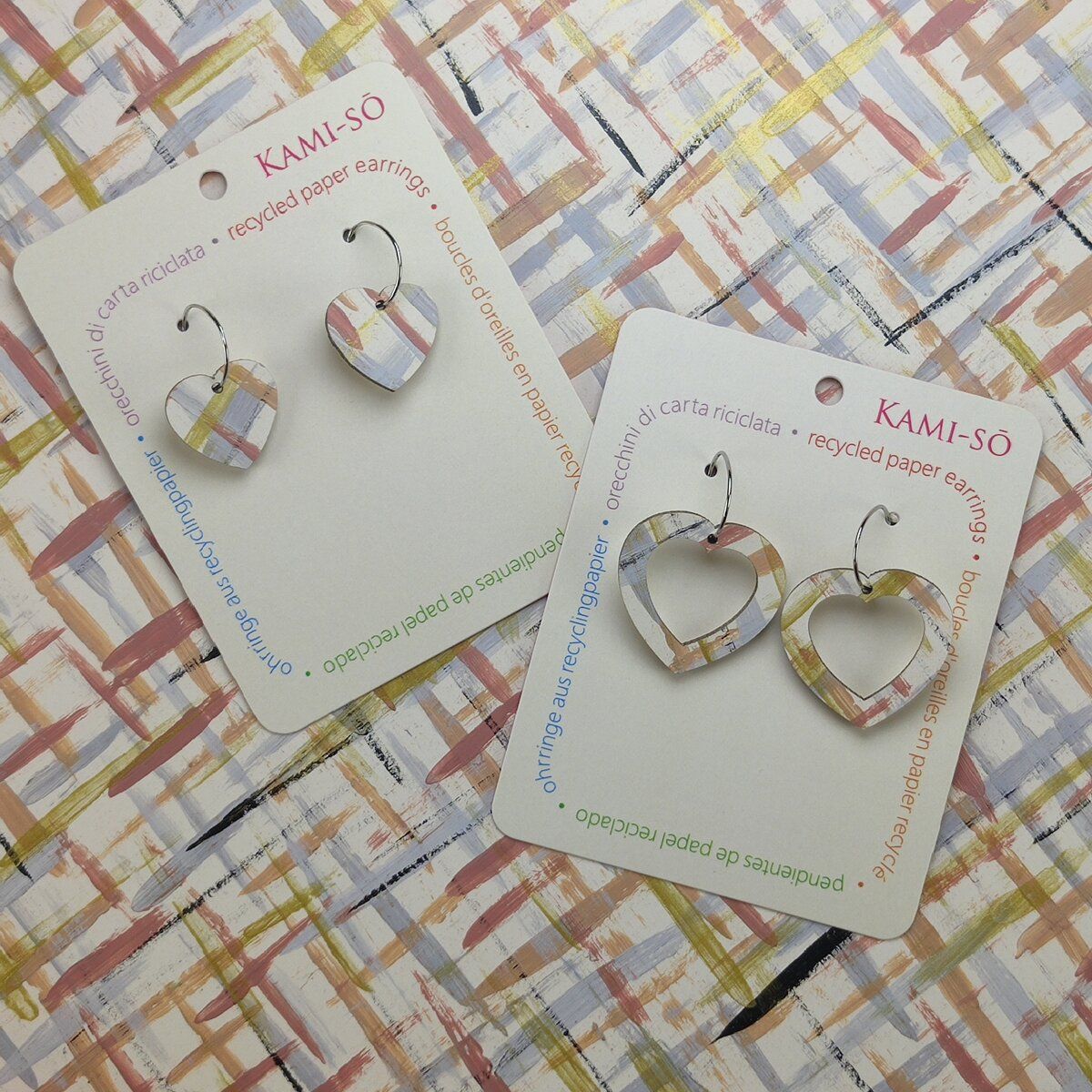 Mini Recycled Paper Earrings - Gold & Light Neutrals