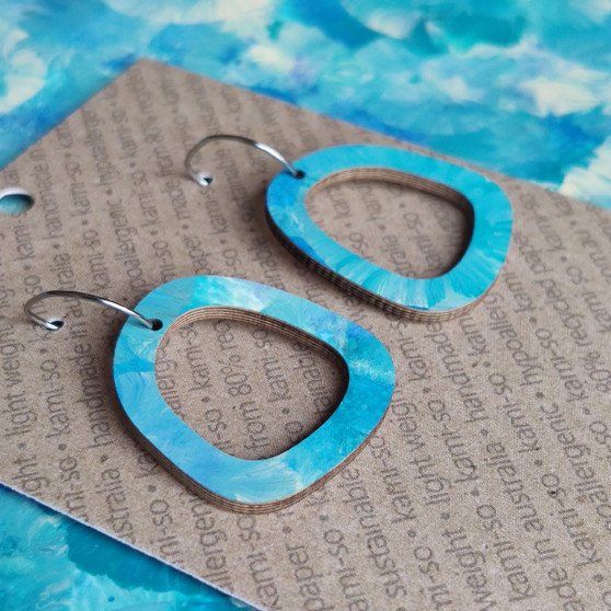 Mini Recycled Paper Earrings - Bright Blue