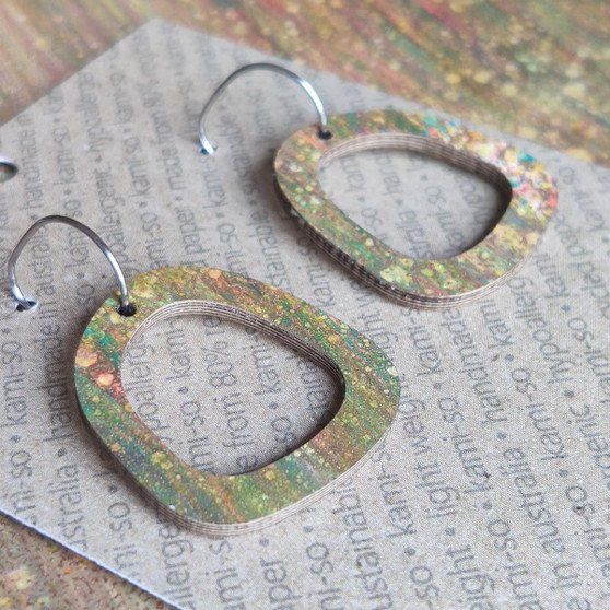 Mini Recycled Paper Earrings - Dark Gold Speckle