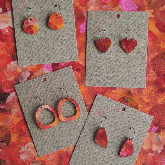 Mini Recycled Paper Earrings - Autumn Colours