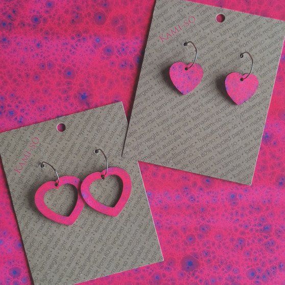 Mini Recycled Paper Earrings - Hot Pink Speckle