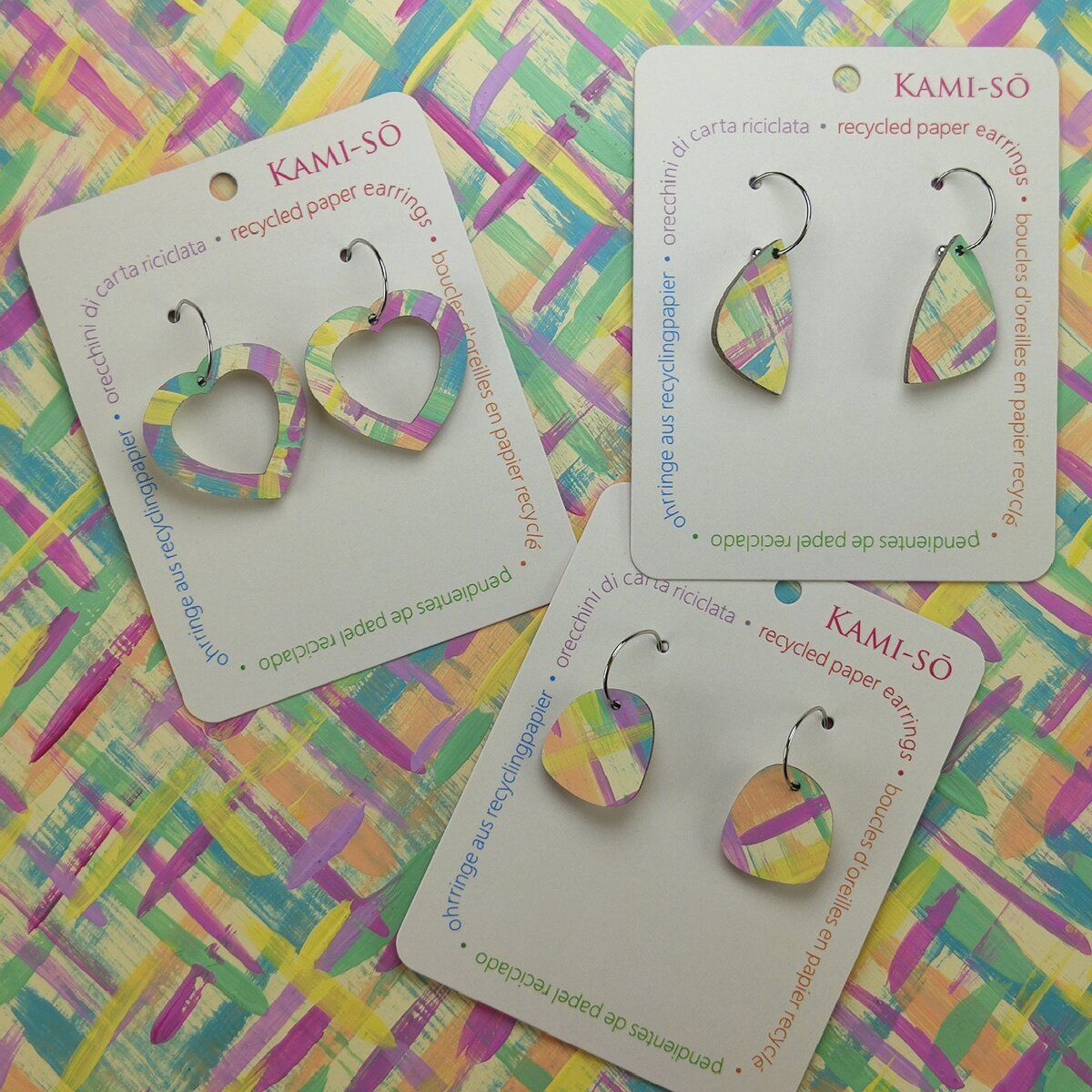 Mini Recycled Paper Earrings - Pastel Multicolour