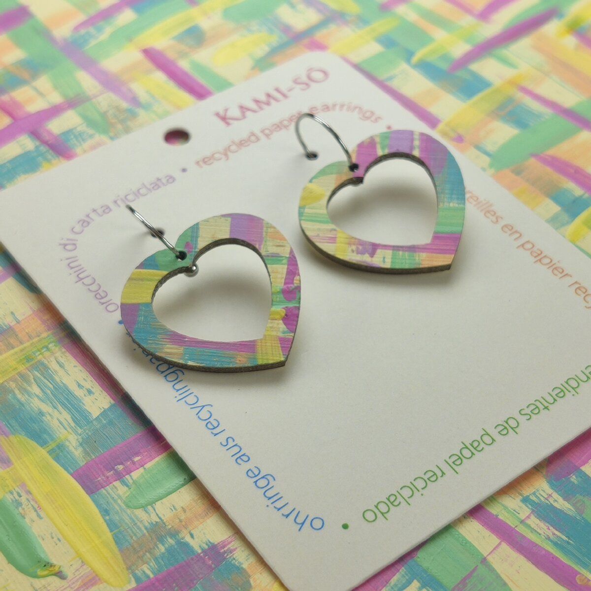 Mini Recycled Paper Earrings - Pastel Multicolour