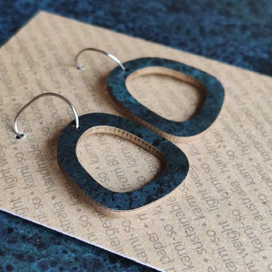 Mini Recycled Paper Earrings - Navy & Black