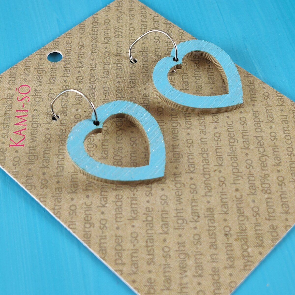 Mini Recycled Paper Earrings - Blue & Silver