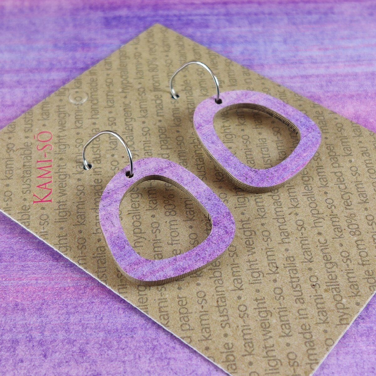 Mini Recycled Paper Earrings - Purple & Lavender