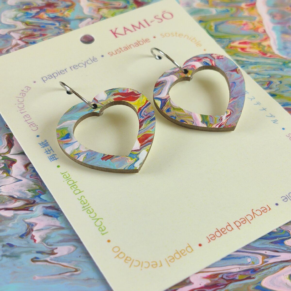 Mini Recycled Paper Earrings - Multicolour Drizzle