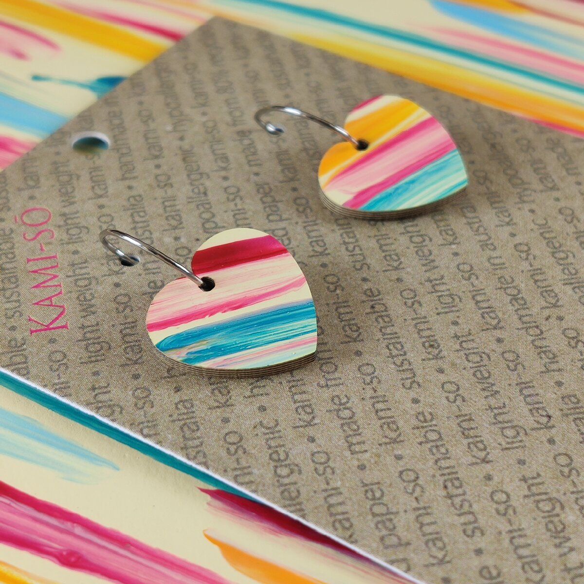 Mini Recycled Paper Earrings - Multicolour Swipe