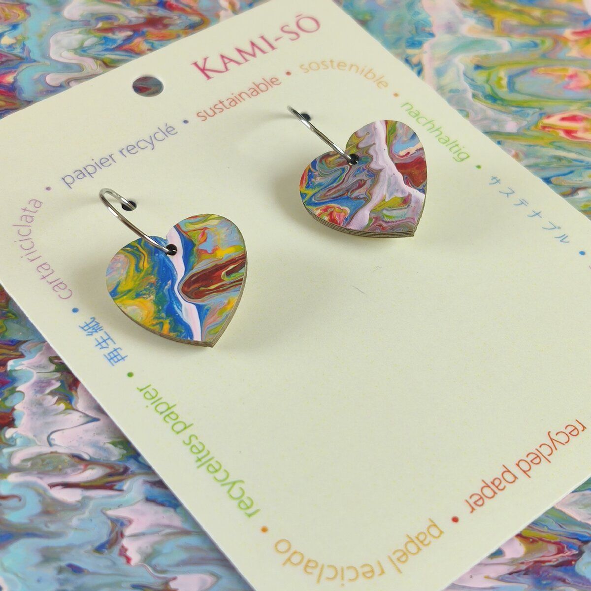 Mini Recycled Paper Earrings - Multicolour Drizzle