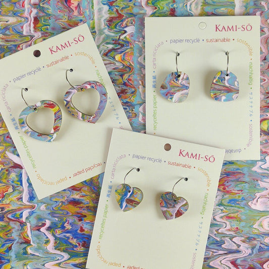 Mini Recycled Paper Earrings - Multicolour Drizzle