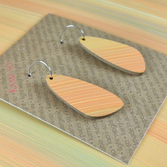 Oval Recycled Paper Earrings - Sunset Swipe
