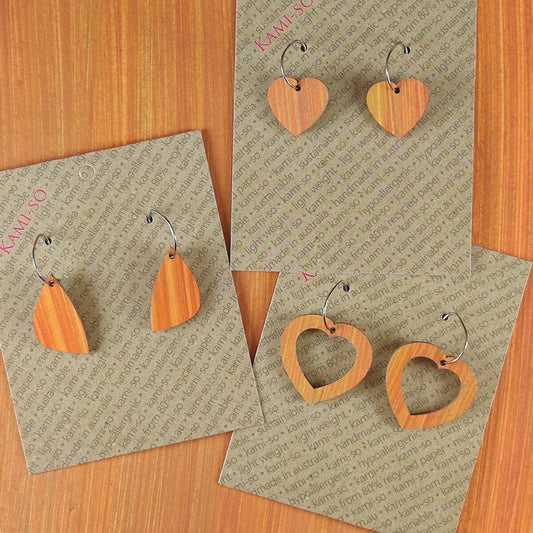 Mini Recycled Paper Earrings - Dusty Orange