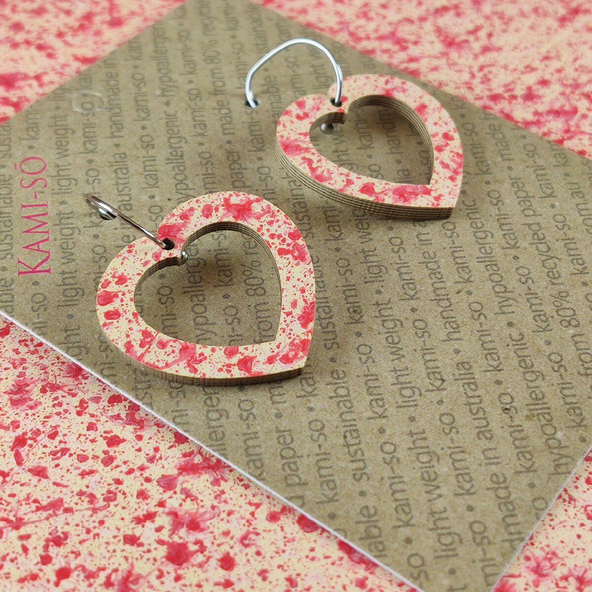 Mini Recycled Paper Earrings - Pink Cream Speckle