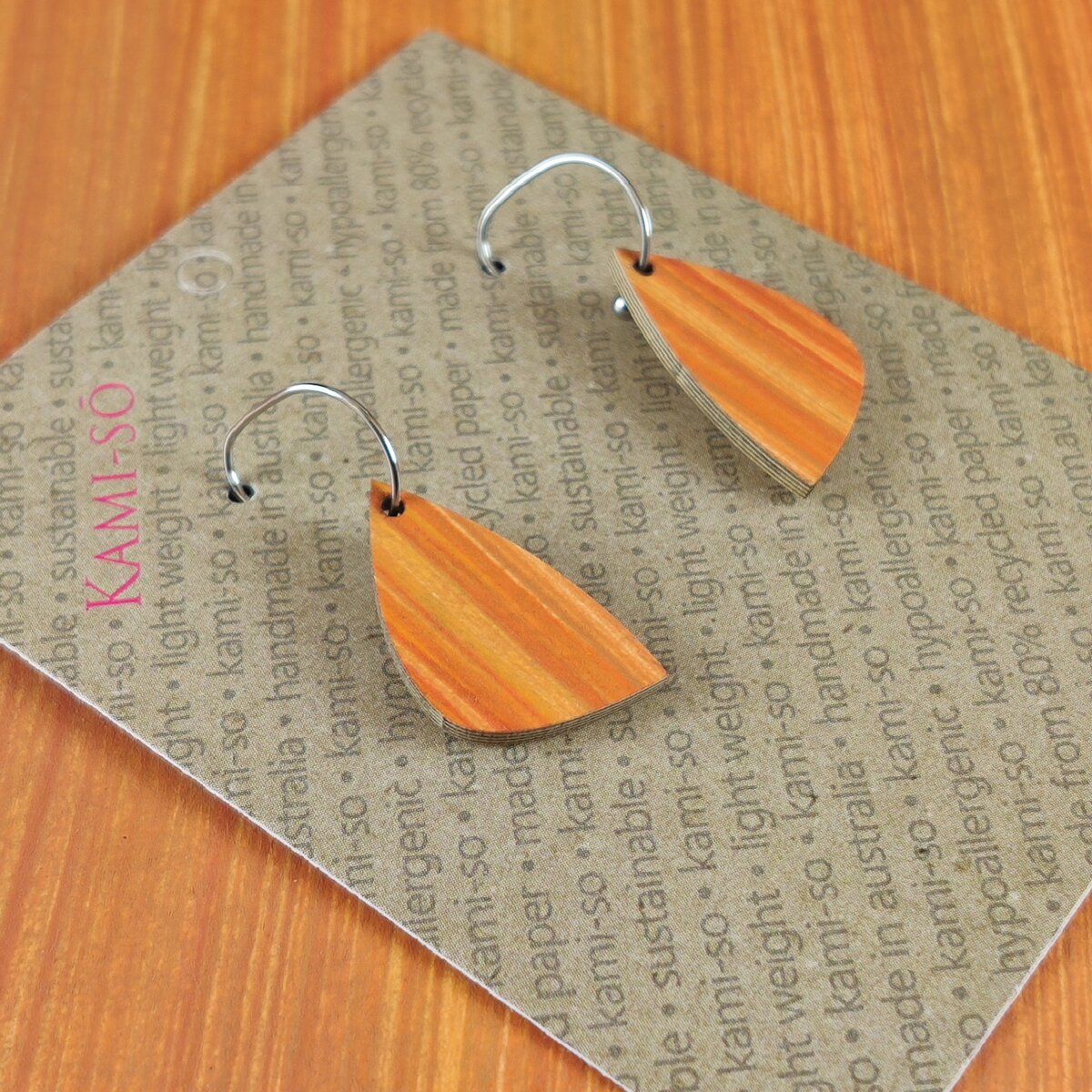 Mini Recycled Paper Earrings - Dusty Orange