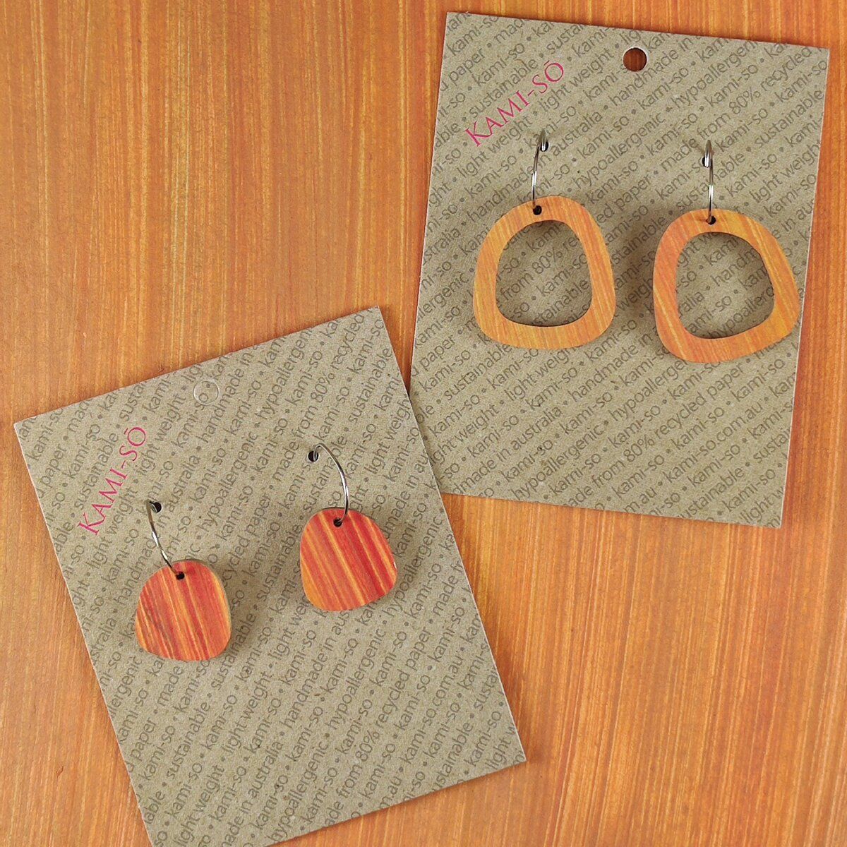 Mini Recycled Paper Earrings - Dusty Orange