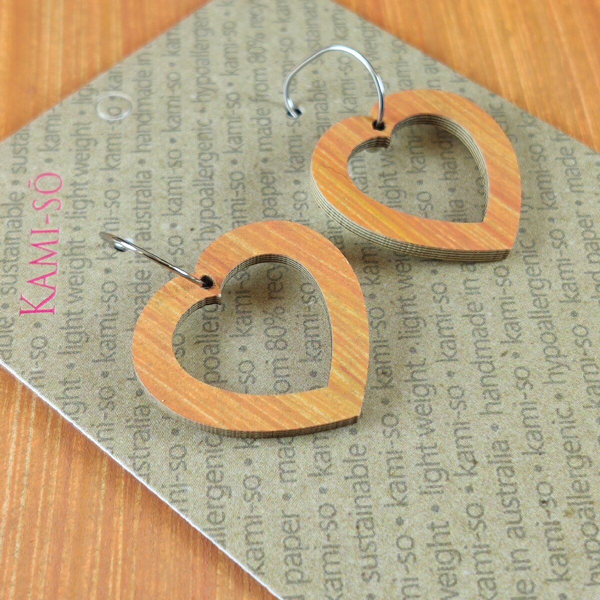 Mini Recycled Paper Earrings - Dusty Orange