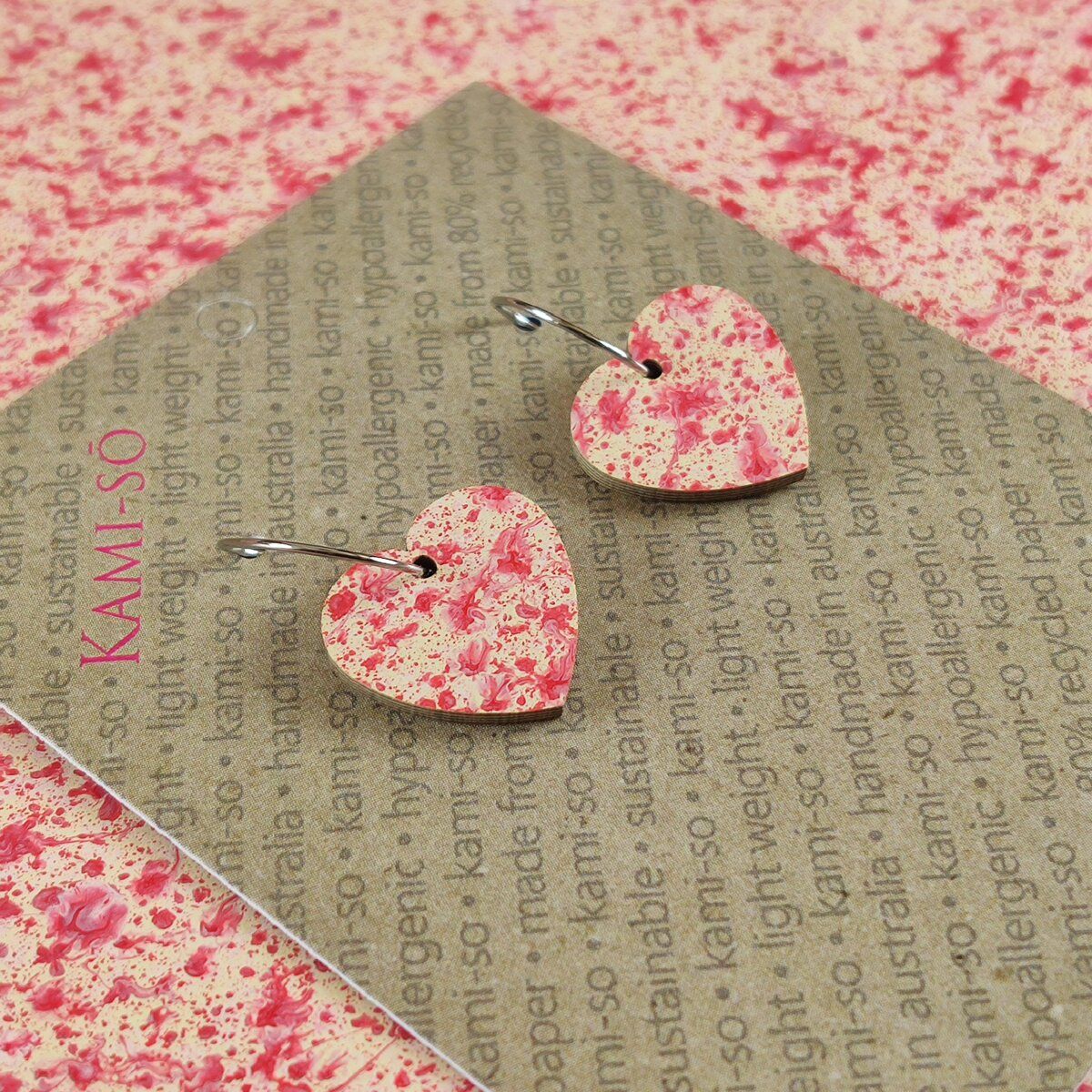 Mini Recycled Paper Earrings - Pink Cream Speckle