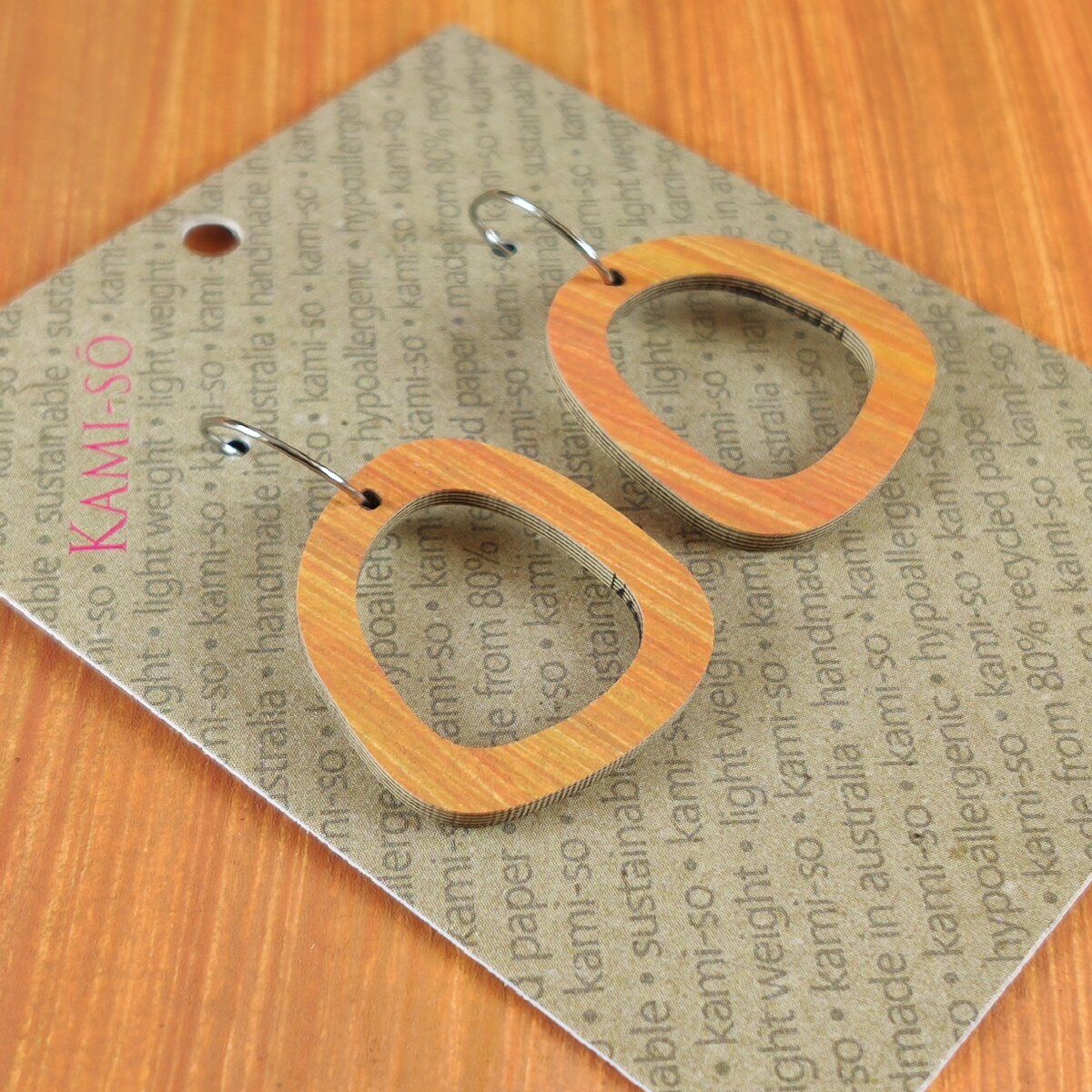 Mini Recycled Paper Earrings - Dusty Orange