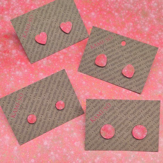 Recycled Paper Stud Earrings - Pink Speckle