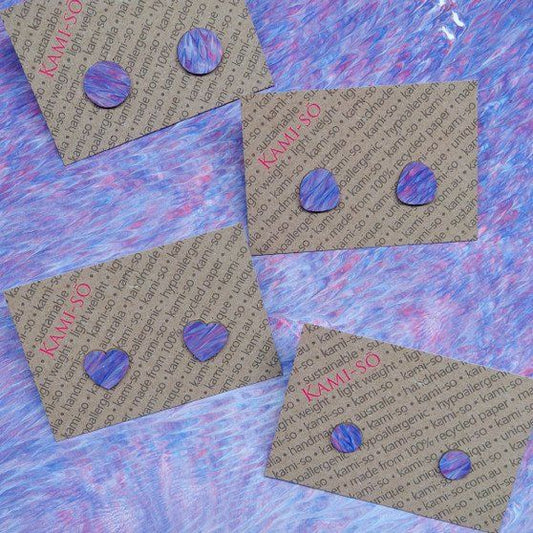 Recycled Paper Stud Earrings - Purple